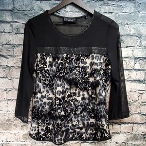 P Luca | Sheer Mesh Leopard Streetwear Blouse